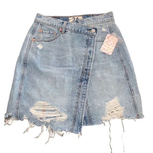 NWT Free People Parker Wrap Denim Skirt - Picture 4 of 9